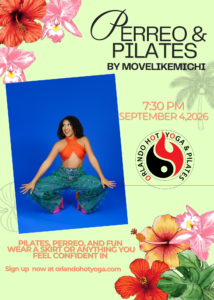 flyer for perreo pilates class featuring information on the class and a picture of the instructor